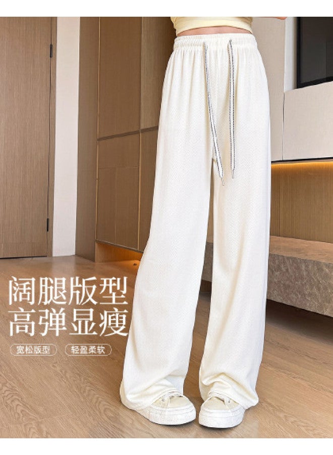 Modal Spring And Summer Lazy Style Wide-Leg Pants, Casual Trousers, Straight-Leg Pants, Fashionable Draped Casual Solid Color Floor-Length Trousers - Image 1