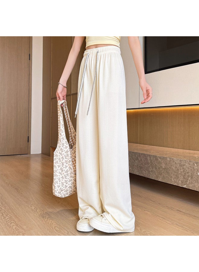 Modal Spring And Summer Lazy Style Wide-Leg Pants, Casual Trousers, Straight-Leg Pants, Fashionable Draped Casual Solid Color Floor-Length Trousers - Image 4