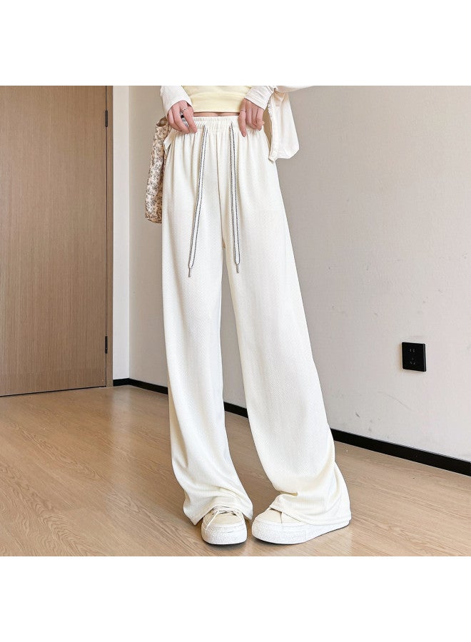 Modal Spring And Summer Lazy Style Wide-Leg Pants, Casual Trousers, Straight-Leg Pants, Fashionable Draped Casual Solid Color Floor-Length Trousers - Image 5