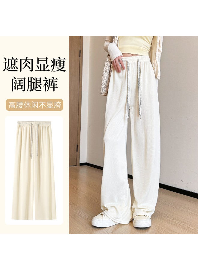 Modal Spring And Summer Lazy Style Wide-Leg Pants, Casual Trousers, Straight-Leg Pants, Fashionable Draped Casual Solid Color Floor-Length Trousers - Image 2