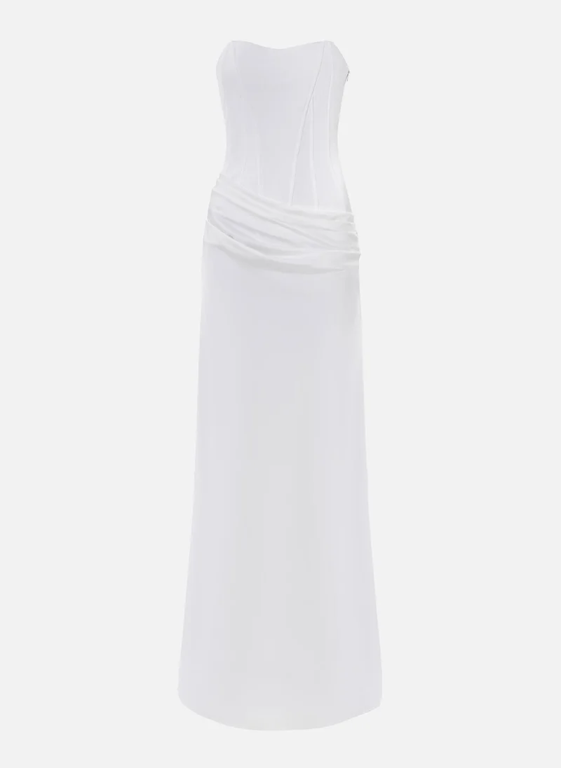 Lichi Satin maxi dress with corset bodice