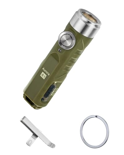 RovyVon Aurora A1 G4 LED Keychain Flashlight, 650 Lumen Super Bright with EDC Pocket-Sized, New Type-C Rechargeable, Momentary On, Lock Mode, Gift for Camping Emergency Outdoor(ArmyGreen) - Image 1