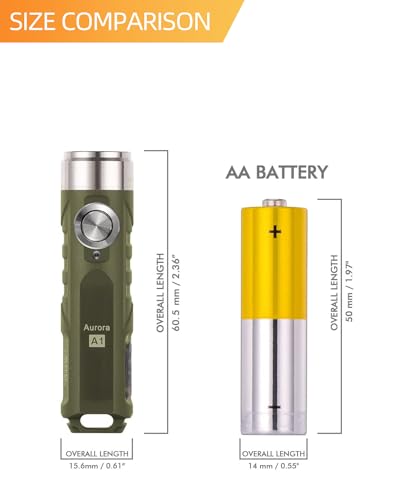 RovyVon Aurora A1 G4 LED Keychain Flashlight, 650 Lumen Super Bright with EDC Pocket-Sized, New Type-C Rechargeable, Momentary On, Lock Mode, Gift for Camping Emergency Outdoor(ArmyGreen) - Image 5