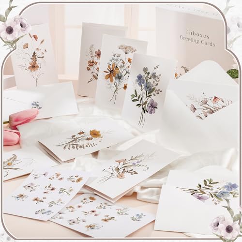 Thboxes Blank Cards and Envelopes, 40 Pack Blank Note Cards 4x6 in Elegant Floral Greeting Card with Sealing Stickers, Note Card and Envelopes Stationary Set for All Occasions (10 Floral Designs) - Image 3