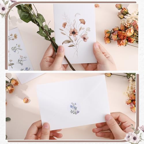 Thboxes Blank Cards and Envelopes, 40 Pack Blank Note Cards 4x6 in Elegant Floral Greeting Card with Sealing Stickers, Note Card and Envelopes Stationary Set for All Occasions (10 Floral Designs) - Image 4