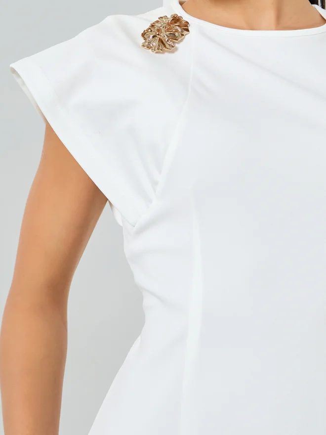 Styli  Styli White Asymmetric Hem Midi Dress for Women | Best Price UAE