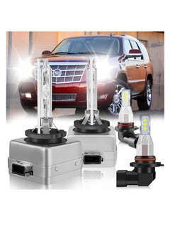 KASTWAVE 4Pcs Car LED Bulbs Combo, Fit For Cadillac Escalade 2007-2014 LED Bulbs, D1S Hid Bulb High Low Beam+9145/H10 LED Fog Light Bulbs, D1S Hid Headlights 6500K 36000LM, D1S 9145 Light Bulbs  - Image 1