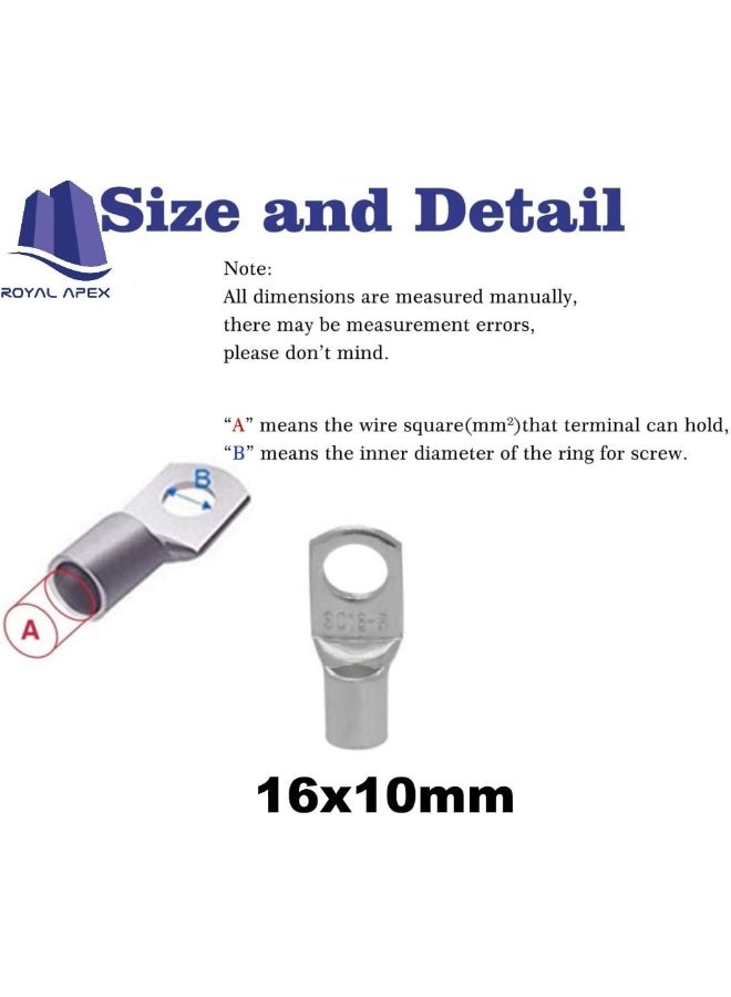 Royal Apex Copper Cable Lugs 10Pcs Set-Wire Terminals, Connector Cable Lugs Ring Battery Sc Terminals, For Marine, Solar, Automotive, Electric, Home Applications Etc (Hole Size 10Mm, Cable Size 16Mm) - Image 3