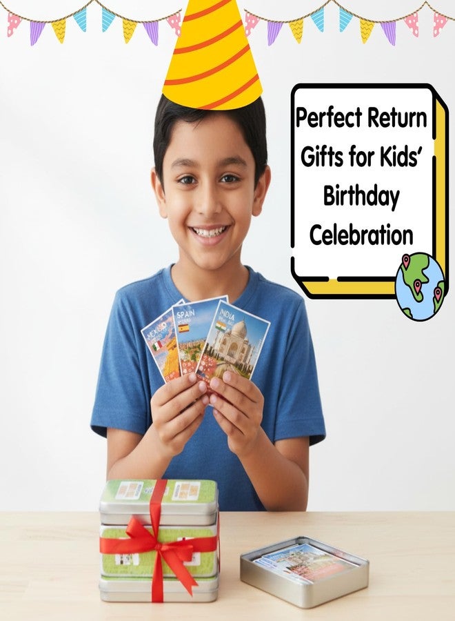 CocoMoco Kids Birthday Return Gifts for Kids Bulk Pack of 5 Pcs Country Trump Card Game Christmas Gift for Boys Girls Age 6-8 Yrs 8-12 Years, Learn Flags, Geography Map Educational Learning Toys - Image 2