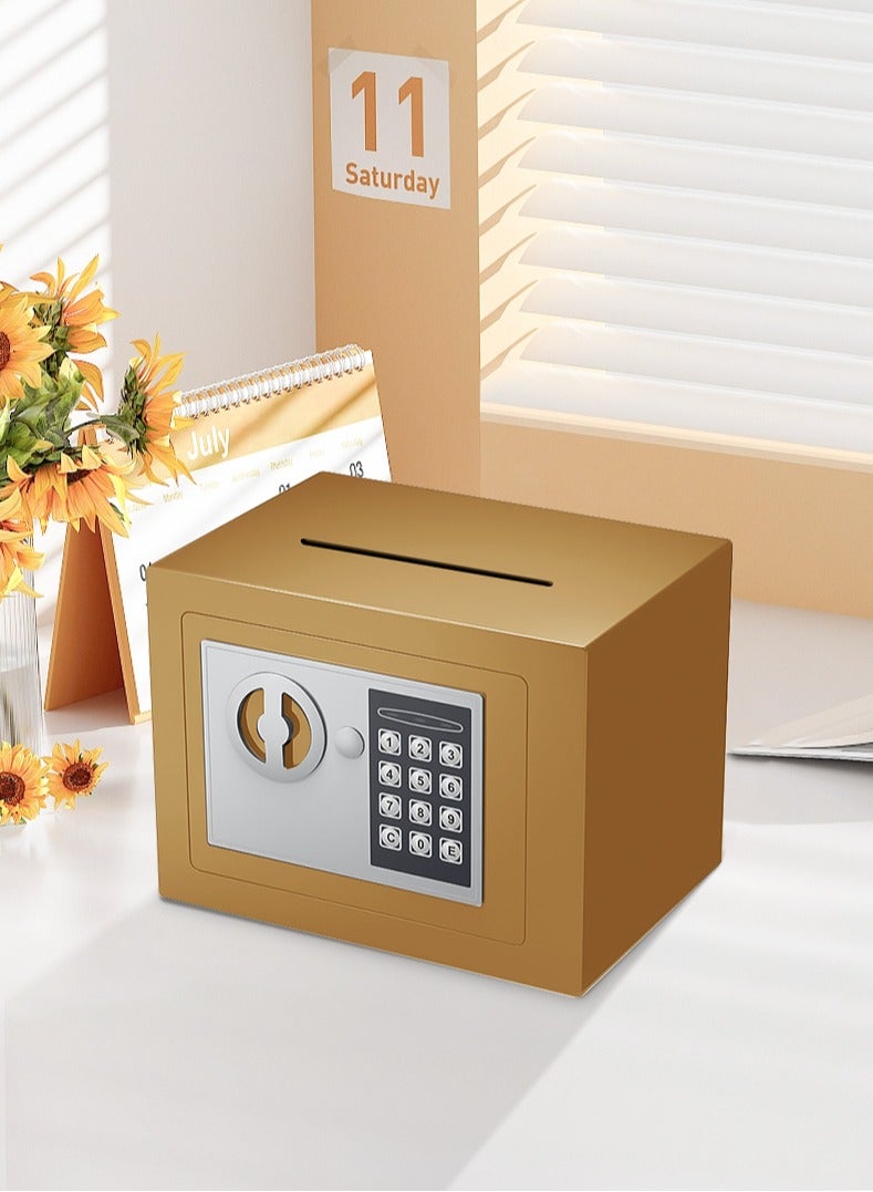 صندوق أمان صغير مع لوحة مفاتيح وأقفال، صناديق أمان شخصية إلكترونية بقفل مخفي، صناديق أمان مصنوعة من سبائك الفولاذ للاستخدام المنزلي والمكتب وغرف الفنادق والأعمال والمجوهرات والأموال - Image 1