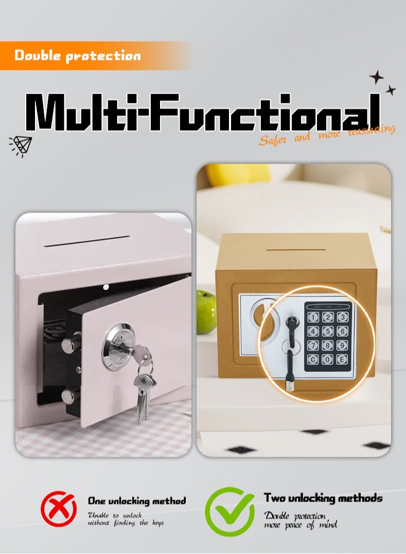 صندوق أمان صغير مع لوحة مفاتيح وأقفال، صناديق أمان شخصية إلكترونية بقفل مخفي، صناديق أمان مصنوعة من سبائك الفولاذ للاستخدام المنزلي والمكتب وغرف الفنادق والأعمال والمجوهرات والأموال - Image 2