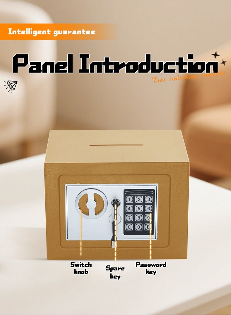 صندوق أمان صغير مع لوحة مفاتيح وأقفال، صناديق أمان شخصية إلكترونية بقفل مخفي، صناديق أمان مصنوعة من سبائك الفولاذ للاستخدام المنزلي والمكتب وغرف الفنادق والأعمال والمجوهرات والأموال - Image 3