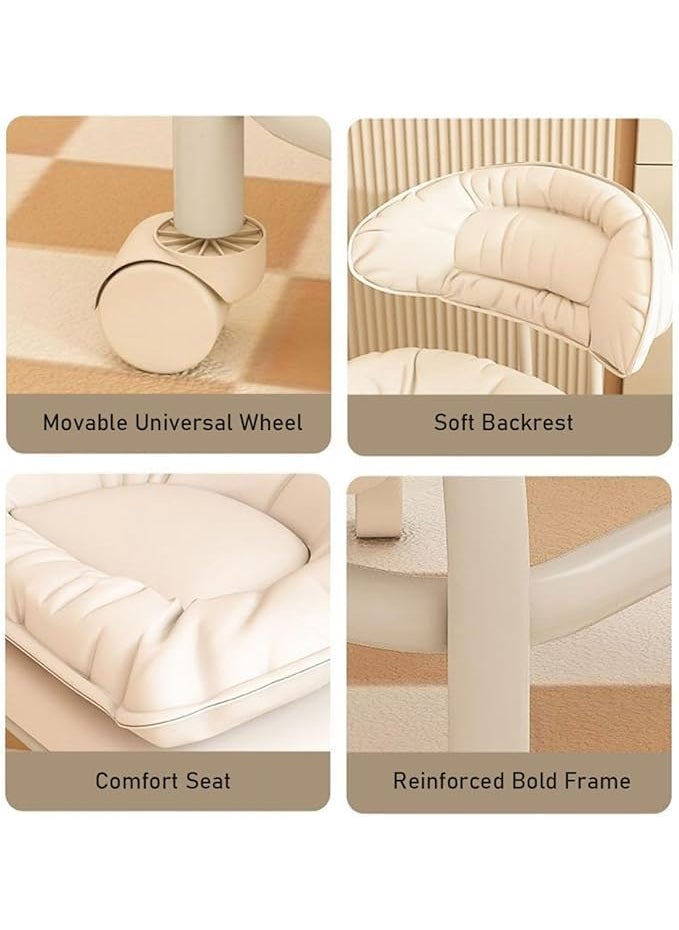 KEYOZA KEYOZA Shoe Bench Universal Wheel Foot Stools Ottoman Pulley Short Stool Ottoman Foot Rest Household Shoe Changing Stool with Wheels Kid Bench Backrest Chair Living Room Pack of 1 Grey  - Image 5