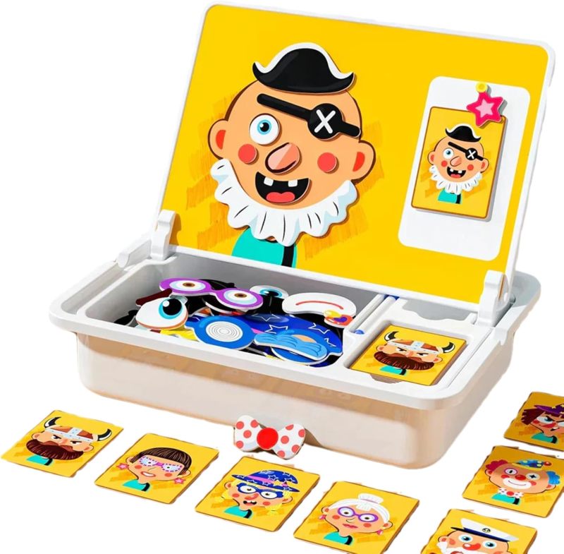 Magnetic Activity Book: 2-In-1 Yellow Non-Toxic Paper & Cardboard Set - Skill-Building Travel-Friendly Magnetic Puzzle Book For Toddlers Preschoolers Home Classroom Travel Use - Image 2