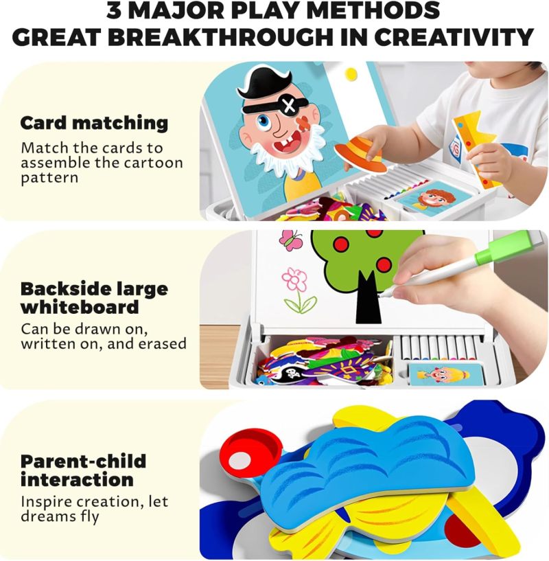 Magnetic Activity Book: 2-In-1 Yellow Non-Toxic Paper & Cardboard Set - Skill-Building Travel-Friendly Magnetic Puzzle Book For Toddlers Preschoolers Home Classroom Travel Use - Image 3