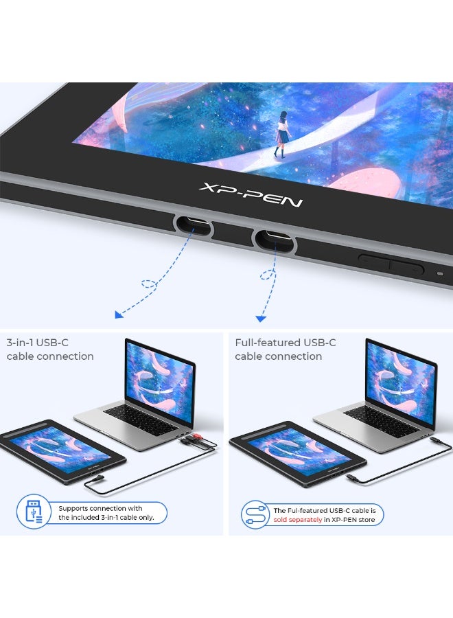 XP-PEN Drawing Tablet with Screen, 12 inch Graphics Tablets Artist 12 2nd, Digital Drawing Pad with X3 Stylus,127% sRGB Full Laminated Drawing Monitor Display for Art Design & Video Editing (Black) - Image 5