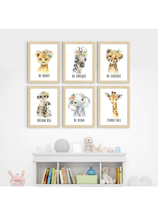 ArtX Wall Paintings For Kids Room, Animals Kids Room Wall Frame, Kids Room Decor, A4 Size, Multicolor, Synthetic Wood, Set Of 6 - Image 1