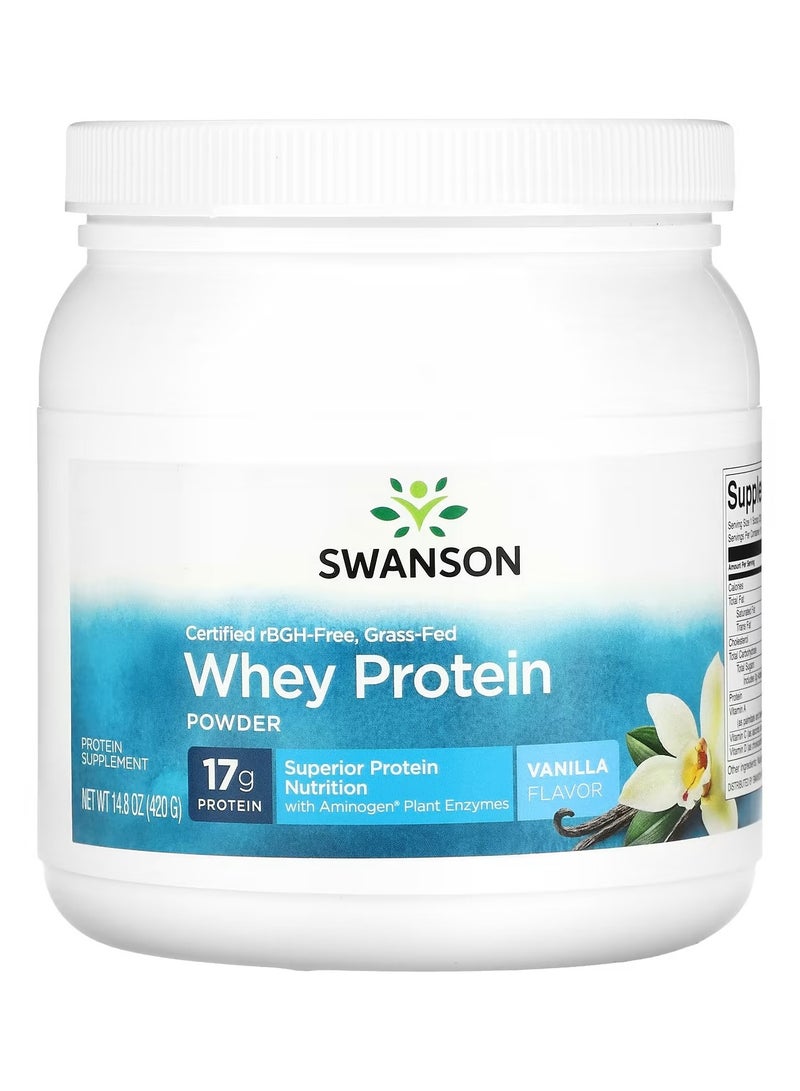 سوانسون مسحوق بروتين مصل اللبن من أبقار تتغذى على العشب من سوانسون، بنكهة الفانيليا، 14.8 أونصة (420 جم)