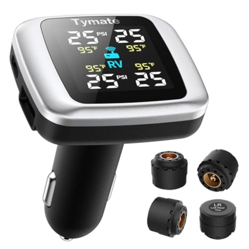 نظام مراقبة ضغط الإطارات TM7، TPMS لاسلكي مع 4 أجهزة استشعار خارجية و6 أوضاع إنذار، شاشة ملونة، نظام مراقبة ضغط الإطارات في الوقت الحقيقي، مثالي لشاحنة RV SUV MPV سيدان 0-87 رطل لكل بوصة مربعة - Image 1
