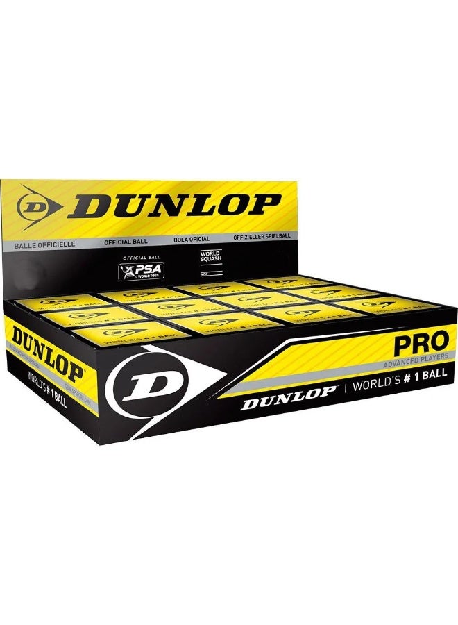 Dunlop Pro Squash Balls (double yellow dot, dozen) - Image 1