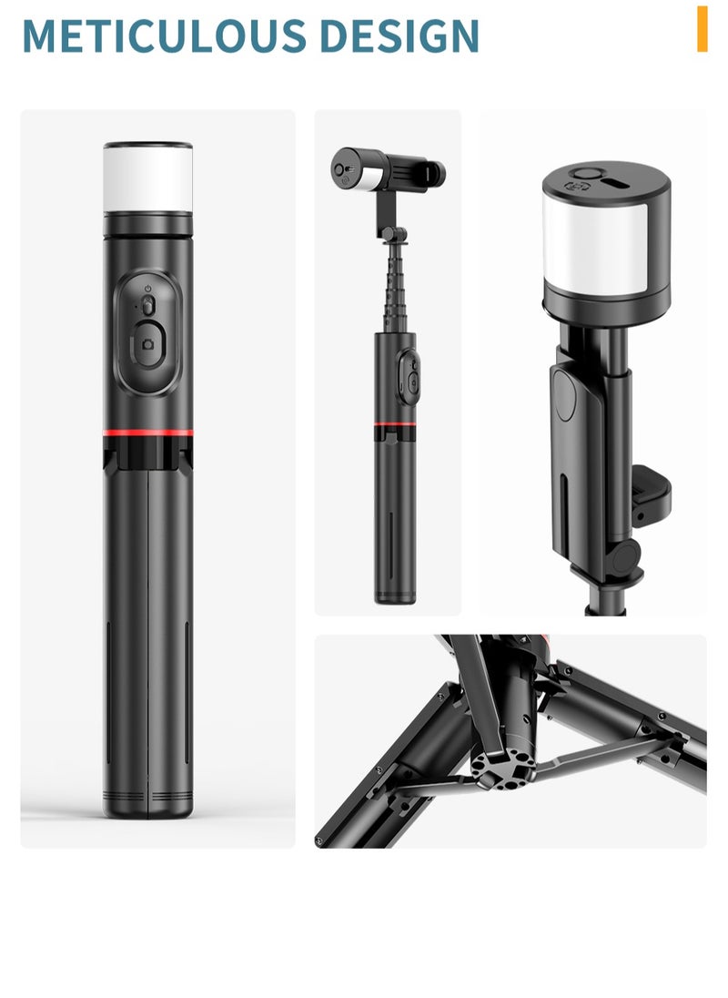 ماركة غير محددة Hidden Design Rotatable Fill Light Bluetooth Tripod Selfie Stick(Aluminium Alloy)  - Image 5