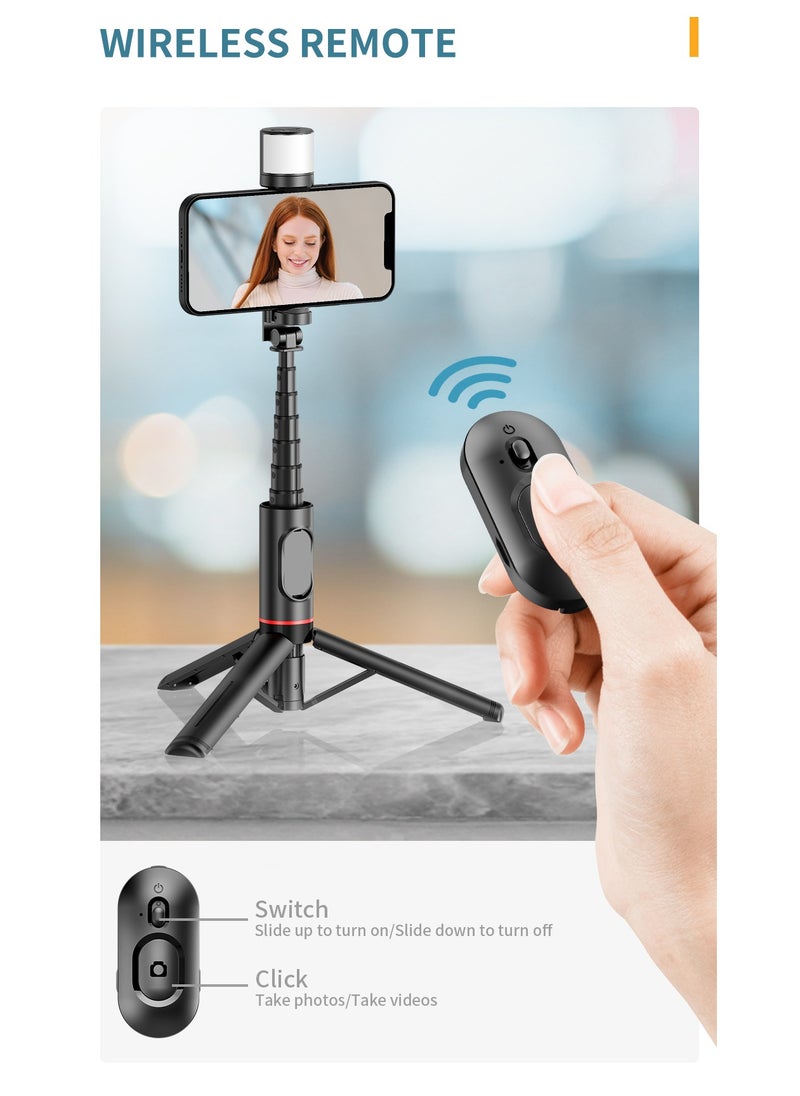 ماركة غير محددة Hidden Design Rotatable Fill Light Bluetooth Tripod Selfie Stick(Aluminium Alloy)  - Image 4