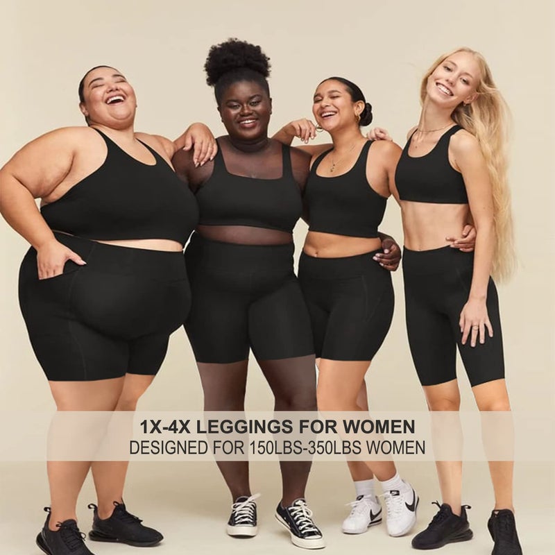 FULLSOFT Plus Size Biker Shorts for Women-High Waist X-Large-4X Tummy Control Womens Shorts with Pockets Leggings Shorts for Yoga Workout(2 Pack Black,3X) - Image 4