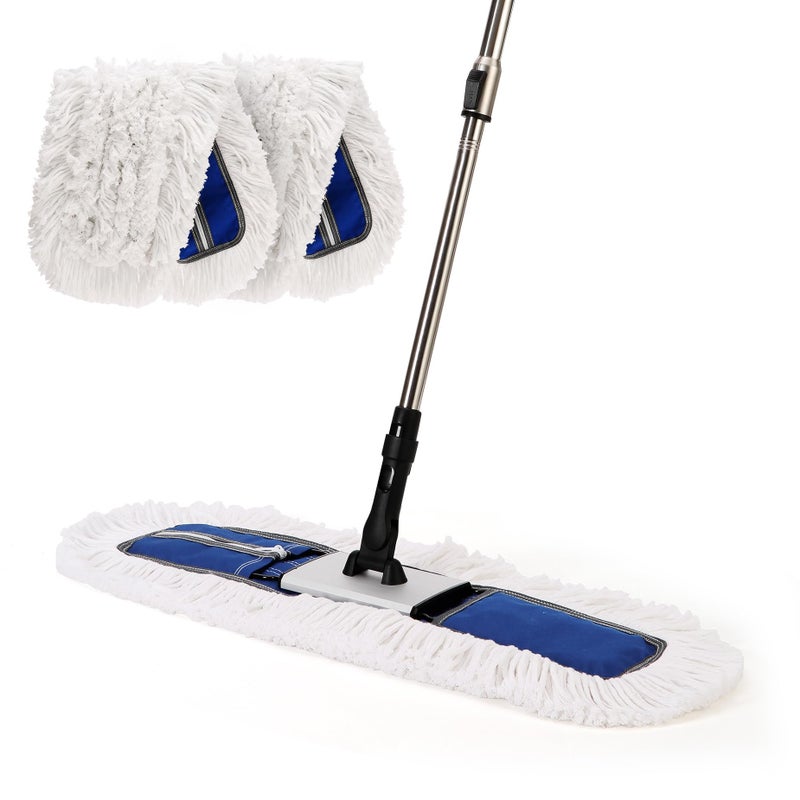 CLEANHOME 24" Heavy-Duty Commercial Dust Mop for Hardwood Floors & Large Areas - with 2 Microfiber Pads, Reinforced Telescoping Handle for Stable Cleaning in Homes, Garages & Commercial Spaces - Image 1