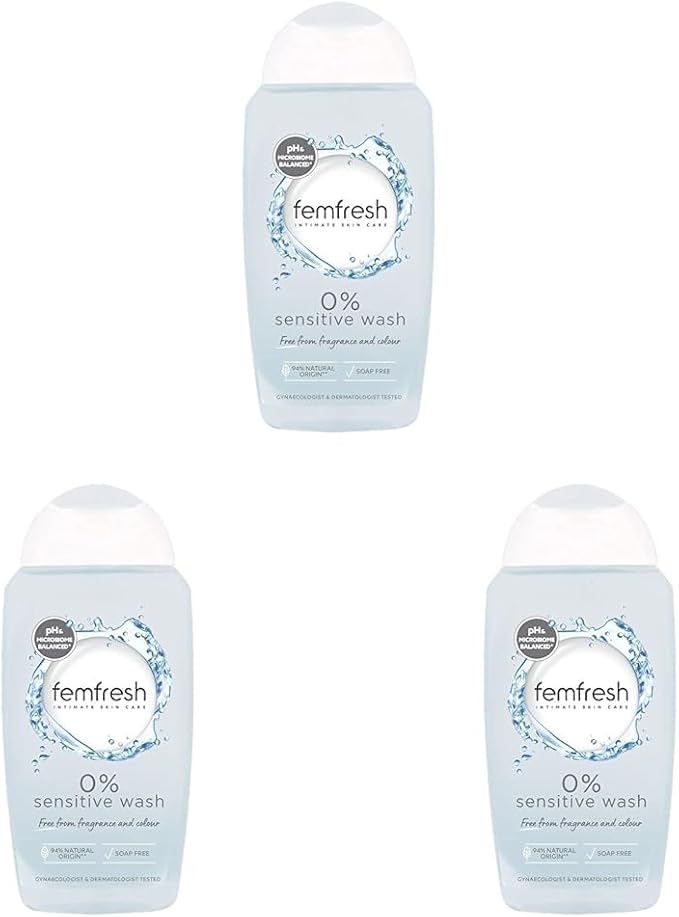 femfresh Femfresh 0 Sensitive Intimate Wash Feminine Hygiene Shower Bath Gel Cleanser pH Balanced Soap Free Fragrance Free Vegan Formula w Purifying Lotus Flower Extract to Soothe Protect 250ml  - Image 1