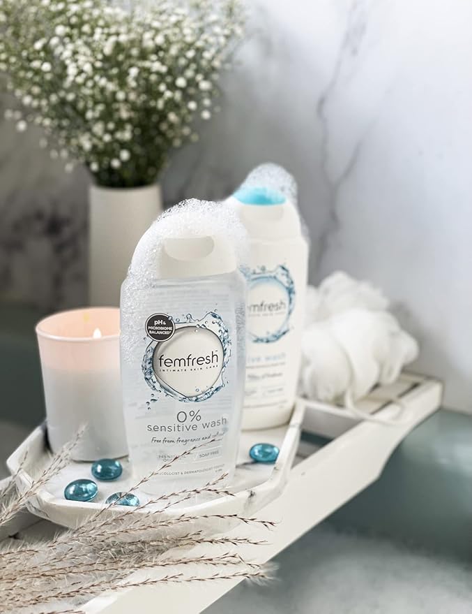 femfresh Femfresh 0 Sensitive Intimate Wash Feminine Hygiene Shower Bath Gel Cleanser pH Balanced Soap Free Fragrance Free Vegan Formula w Purifying Lotus Flower Extract to Soothe Protect 250ml  - Image 5