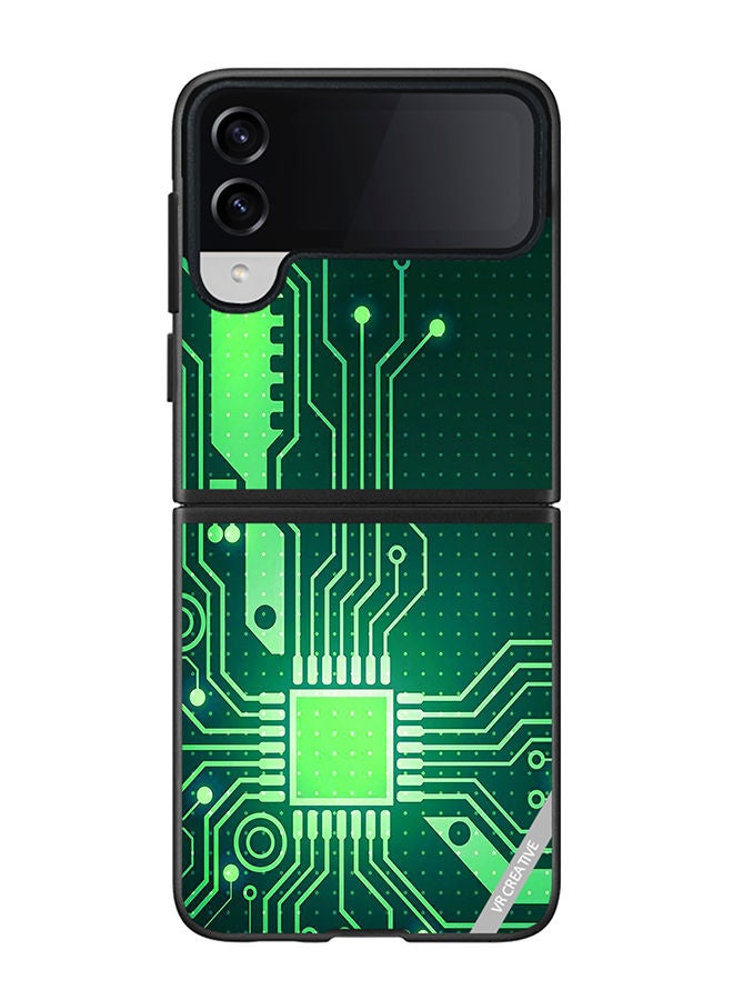 VR CREATIVE Protective Case Cover For Samsung Galaxy Z Flip4 Circuit Design Multicolour - Image 1