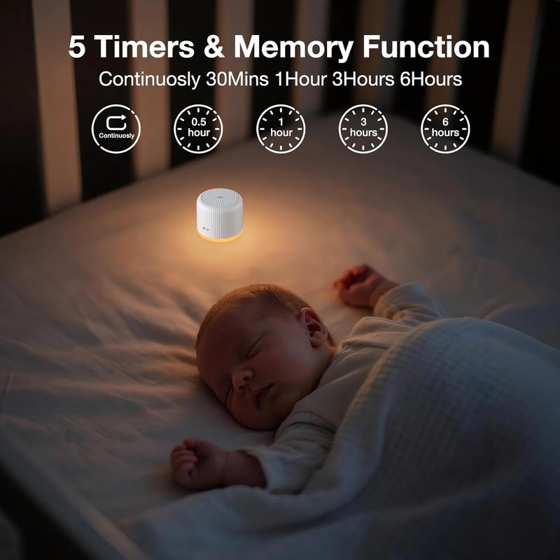 LEICEX Portable Sound Machine,Travel Sound Machine with Light,15 Non-Looping Sound Timer and Memory Play, Mini White Noise Machine for Sleeping Office Privacy Travel Gift - Image 4