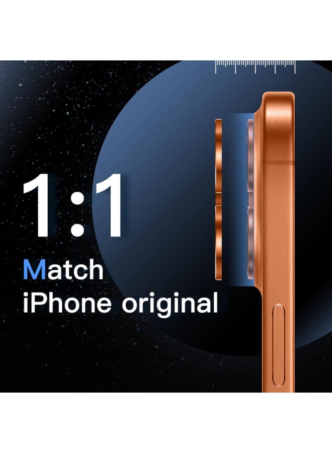 FITIT حماية عدسة الكاميرا لجهاز آيفون 17 برو/17 برو ماكس - زجاج مقسى 9H مع حلقة ألمنيوم، مضاد للبصمات، سهل التركيب - برتقالي - فيتت - Image 4