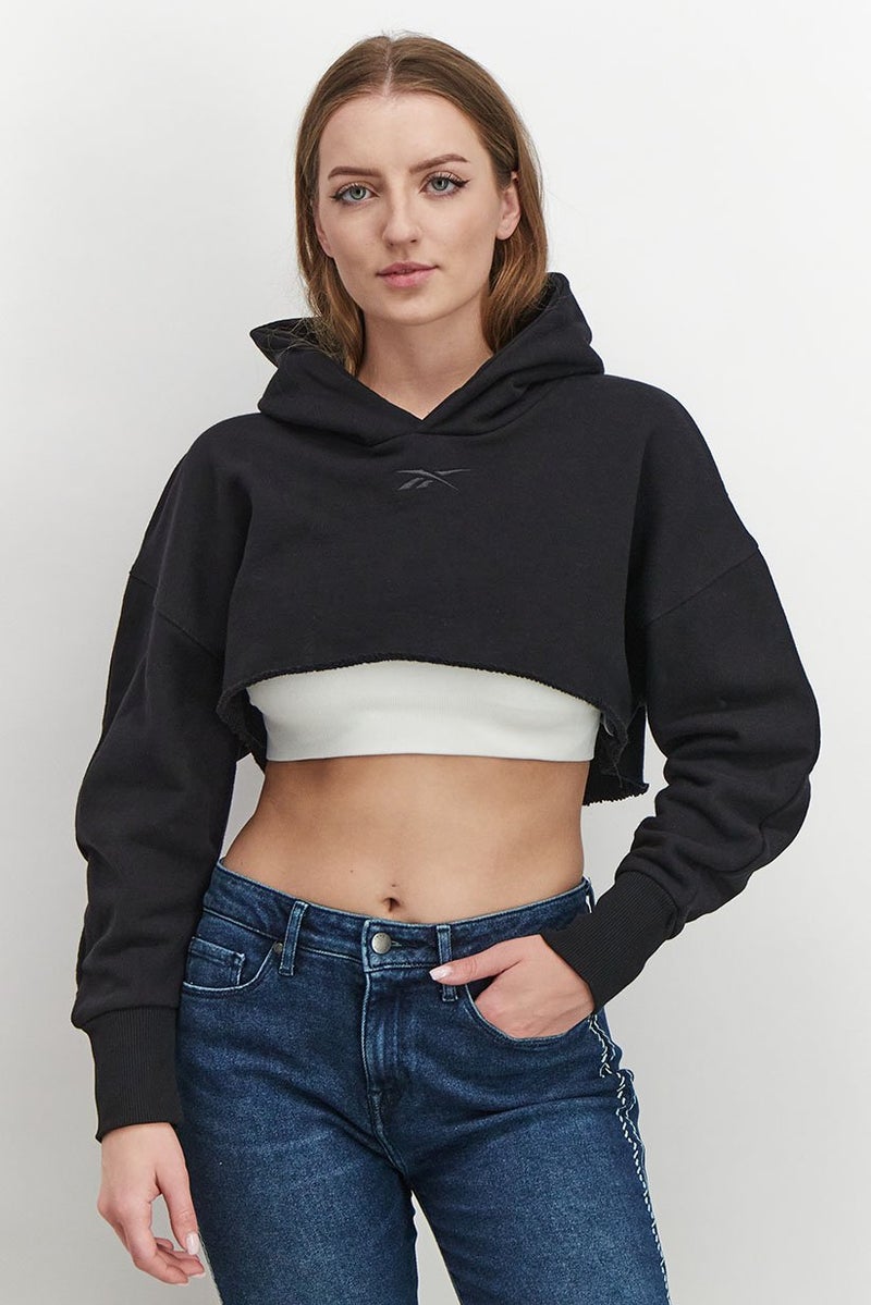 Reebok Women Regular Fit Training Crop Jacket, Black - Image 1