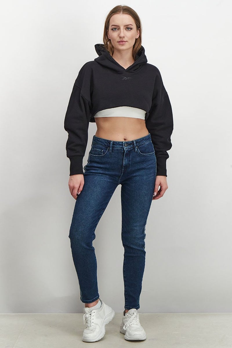 Reebok Women Regular Fit Training Crop Jacket, Black - Image 3