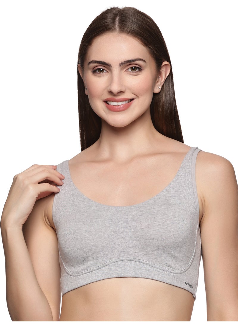 Teens Lifestyle Wirefree Non Padded Super Combed Cotton Elastane Stretch Full Coverage Slip-On Active Bra with Wider Straps - Lounge Bra - Image 1