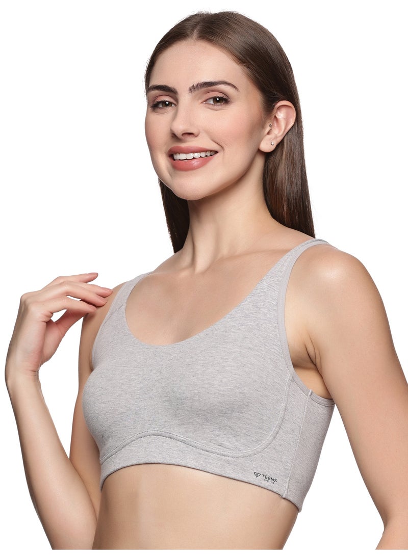 Teens Lifestyle Wirefree Non Padded Super Combed Cotton Elastane Stretch Full Coverage Slip-On Active Bra with Wider Straps - Lounge Bra - Image 2