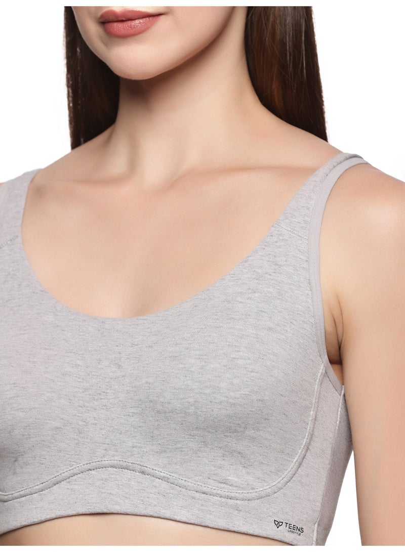 Teens Lifestyle Wirefree Non Padded Super Combed Cotton Elastane Stretch Full Coverage Slip-On Active Bra with Wider Straps - Lounge Bra - Image 4