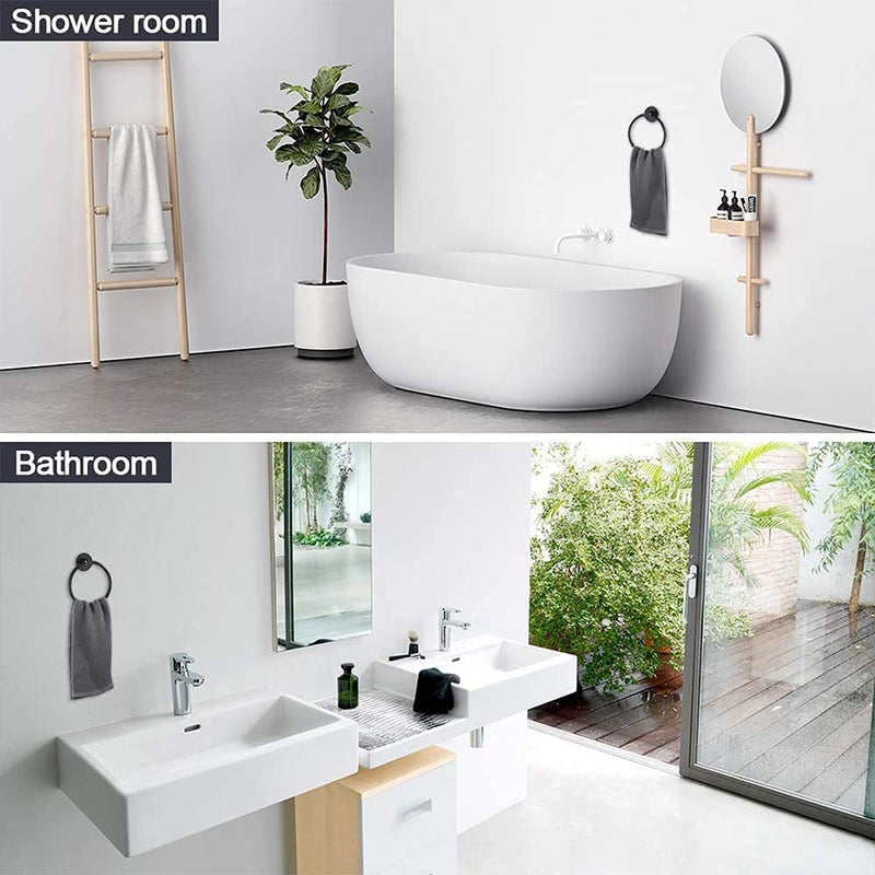 AGREON Stainless Steel Towel Ring, Hand Towel Holder, Bath Towel Holder Hand Towel Ring, Removable Wall Mounted Towel Hanger Hand Towel Holder for Bathroom - Image 5