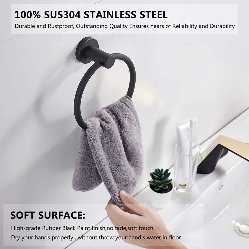 AGREON Stainless Steel Towel Ring, Hand Towel Holder, Bath Towel Holder Hand Towel Ring, Removable Wall Mounted Towel Hanger Hand Towel Holder for Bathroom - Image 3