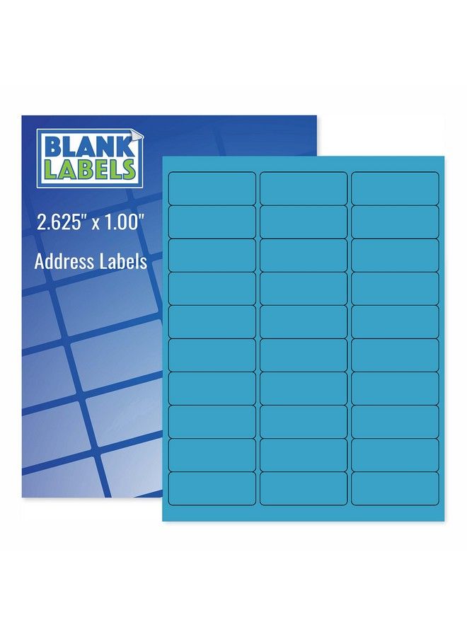 Blank Labels Fluorescent Blue Mailing Labels From Blank Labels 25 8" X 1" (2.625 X 1) 30 Labels Per Sheet 100 Sheets - Image 1