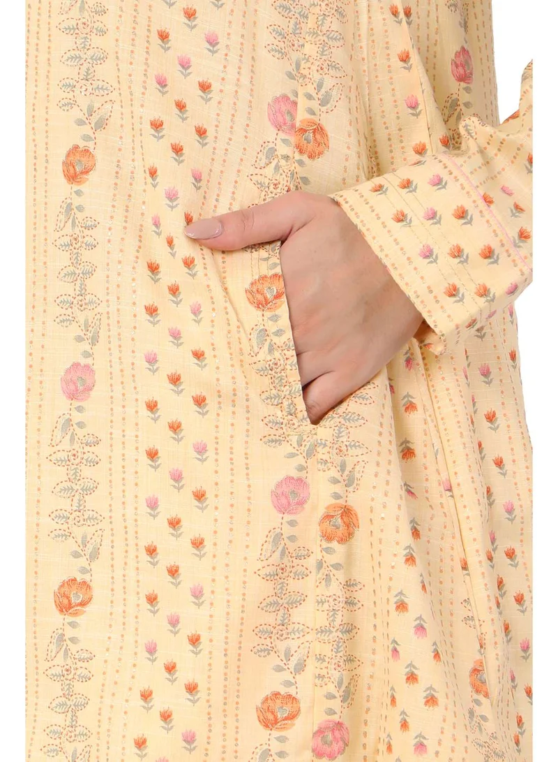 HANA & SARA PRINTED VISCOSE FORMAL ELEGANT CO-ORD SET FOR WOMENS ARABIC KAFTAN JALABIYA
