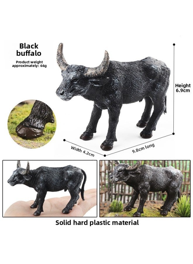 Simulation Animal Model Giraffe Elephant Rhino Brown Bear Tiger Lion Leopard Hippo Solid Cognitive Toy Ornaments-Color:RD Black Buffalo  - Image 1