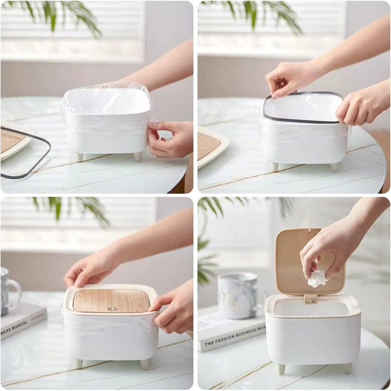KEYOZA Desktop Mini Trash Bin Cute Mini Trash Can with Lid Countertop Garbage Storage Bucket Wastebasket Small Waste Bin for Desk Car Office Kitchen White - Image 5