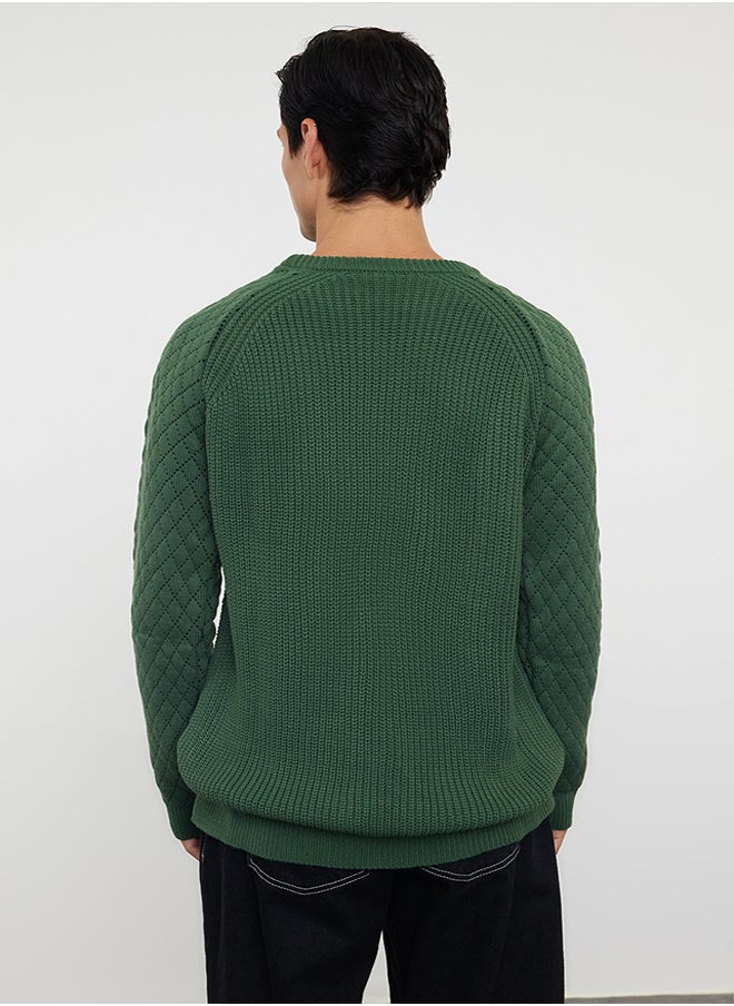 trendyol Khaki Regular Crew Neck Textured Knitwear Sweater TMNAW20KZ0020  - Image 5