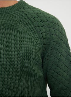 trendyol Khaki Regular Crew Neck Textured Knitwear Sweater TMNAW20KZ0020  - Image 4