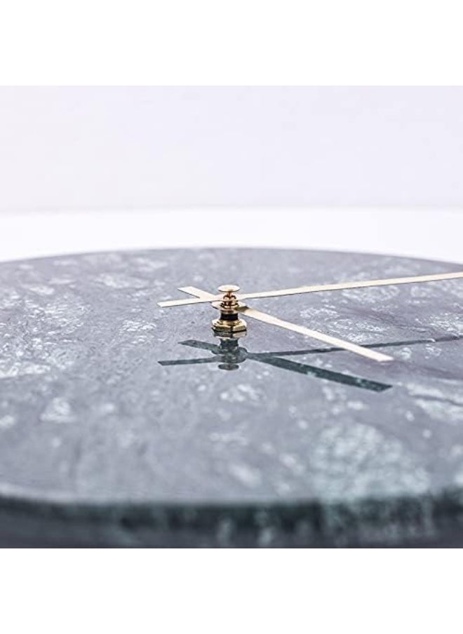 Bliss Vie - BLISS VIE Marble clock, wall/table clock decorative elegant design for bedroom study room office (White-round) - Image 1
