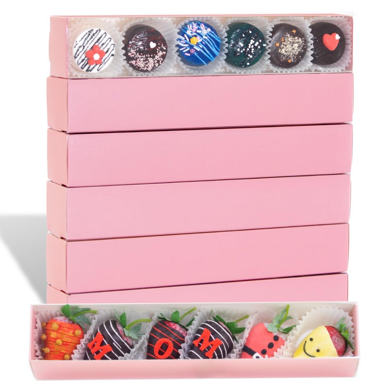 JCXGRVC 50Pack 12x2Â¼x2 Inches Chocolate Covered Strawberries Boxes for 6 Macaron boxes Chocolate Truffle Boxes Cookies boxes Bakery Boxes with Clear Window - Image 5