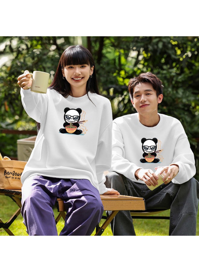 Hipanda o Panda Uni Hoodie Autumn Trendy Fashion Printed Loose Casual Top Men White XL - Image 2