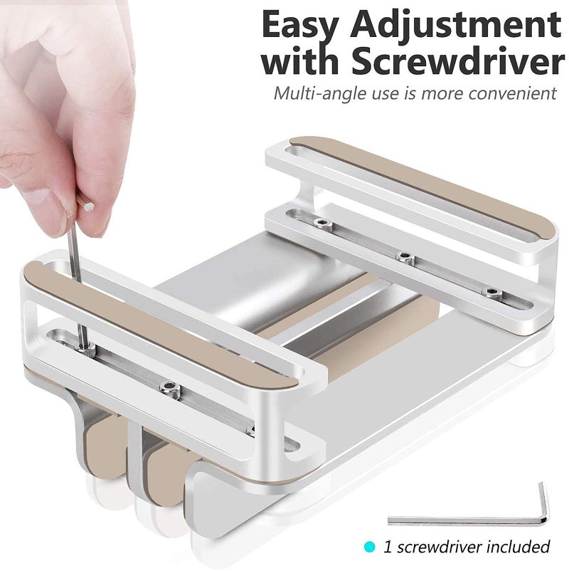 Techzere Tabletop Aluminium Vertical Laptop Stand Holder with Adjustable Dock Dual Slots, Silver - Image 3